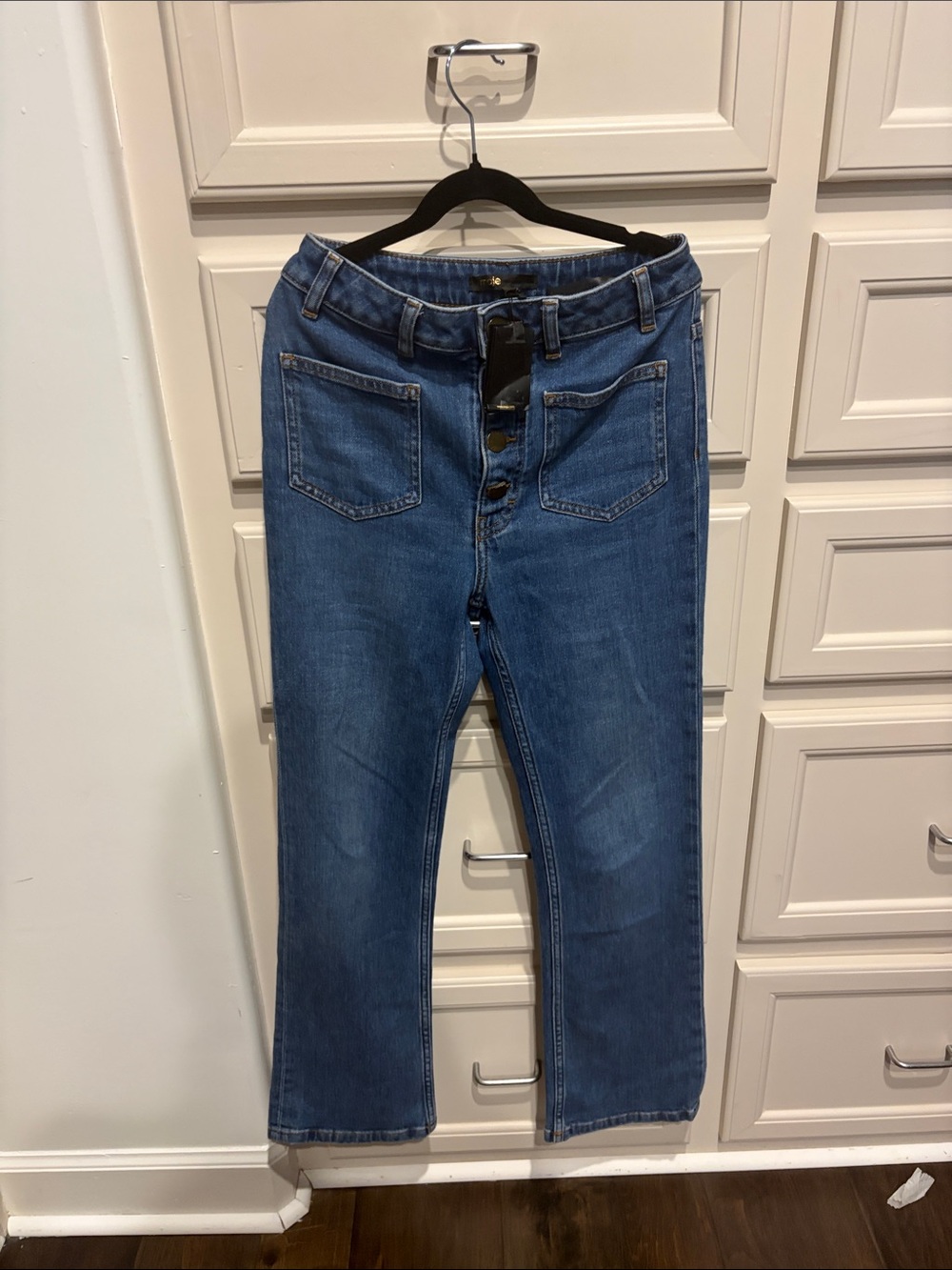 Maje Blue Straight-Leg High-Rise Jeans